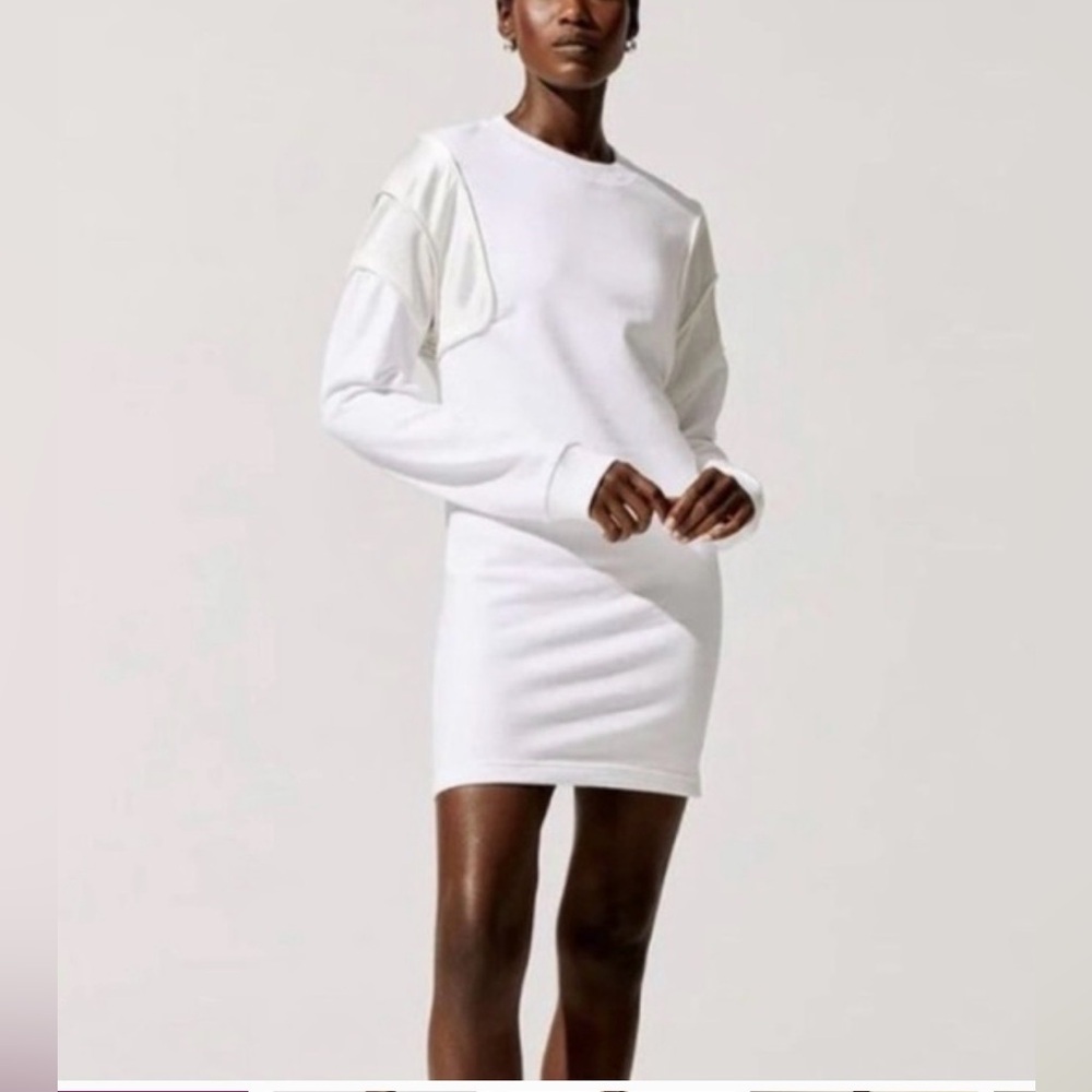 NWT RTA Adelia Dress white with satin shoulders detail